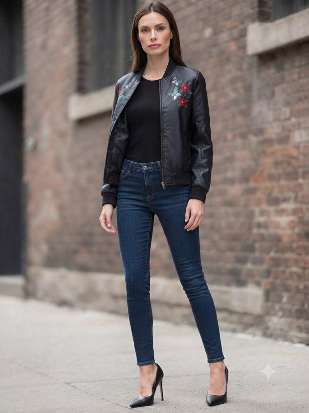 Women's Black Embroidered Bomber Jacket Jou Jou Sz 12